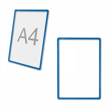 Рамка POS для ценников, рекламы и объявлений А4, синяя, без защитного экрана, 290250 фото