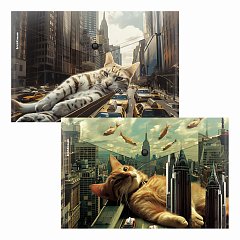 Папка-конверт с кнопкой ERICH KRAUSE Big City Cats, A4, до 120 листов, непрозр. ассорти 0,16мм 63511 фото