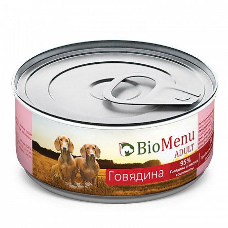 BioMenu ADULT Консервы д/собак Говядина 95%-МЯСО 100гр*24 фото