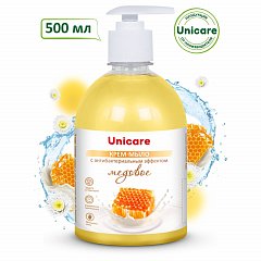 Мыло-крем жидкое с антибактериальным эффектом 500 мл UNICARE "Медовое", с дозатором, UC501062 фото