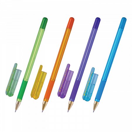 Ручка шариковая масляная с грипом MUNHWA "MC Gold LE", СИНЯЯ, корпус ассорти, узел 0,5 мм, MCL-02 фото