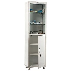 Шкаф медицинский 1-створчатый HILFE "МД 1 1650/SG" 1755х500х320 мм, стекло, белый, S26199201509 фото