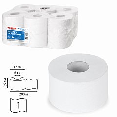 Бумага туалетная 200 м, LAIMA (T2), UNIVERSAL WHITE, 1-слойная, цвет белый, КОМПЛЕКТ 12 рулонов, 111335 фото