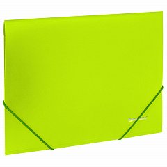 Папка на резинках BRAUBERG "Neon", неоновая, зеленая, до 300 листов, 0,5 мм, 227460 фото