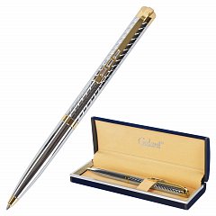 Ручка подарочная шариковая GALANT "Barendorf", корпус серебристый с гравировкой, золотистые детали, пишущий узел 0,7 мм, синяя, 141011 фото