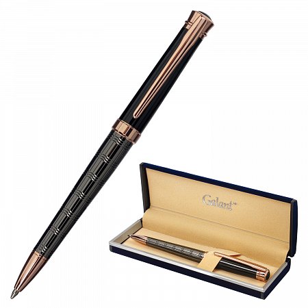 Ручка подарочная шариковая GALANT "COLLAGE", корпус черный/металлический, детали розовое золото, узел 0,7 мм, синяя, 143507 фото