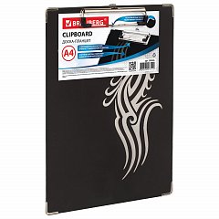 Доска-планшет BRAUBERG "Black Jack" с прижимом А4 (226х315 мм), картон/ламинированная бумага, ЧЕРНАЯ, 232236 фото