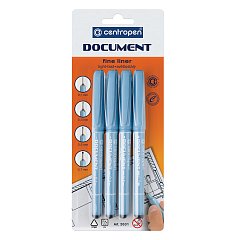 Ручки капиллярные (линеры) ЧЕРНЫЕ CENTROPEN "Document" НАБОР 4 шт., линия 0,1/0,3/0,5/0,7 мм, 2631/4, 2 2631 0404 фото