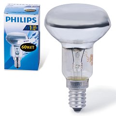 Лампа накаливания PHILIPS Spot R50 E14 30D, 60 Вт, зеркальная, колба d = 50 мм, цоколь E14, угол 30°, 382429 фото