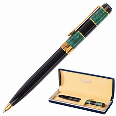 Ручка подарочная шариковая GALANT "Granit Green", корпус черный с темно-зеленым, золотистые детали, пишущий узел 0,7 мм, синяя, 140393 фото
