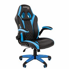 Кресло компьютерное СН GAME 15, экокожа, черное/голубое, 7022779 фото