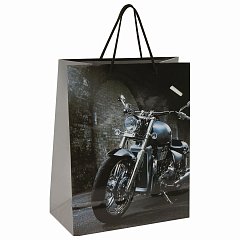 Пакет подарочный 26x12,7x32,4 см, ЗОЛОТАЯ СКАЗКА "Мотоцикл", ламинированный, 606589 фото