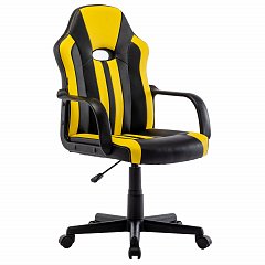 Кресло компьютерное BRABIX "Stripe GM-202", экокожа, черное/желтое, 532510 фото