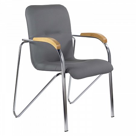 Кресло для приемных и переговорных BRABIX "Samba CF-103", хром, бук (D-1), к/з серый, собрано, 532758 фото