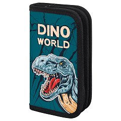 Пенал ПИФАГОР, 2 отделения, ламинированный картон, 19х11 см, Dino world, 272249 фото