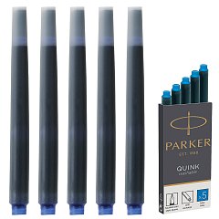 Картриджи чернильные PARKER "Cartridge Quink", КОМПЛЕКТ 5 штук, смываемые чернила, синие, 1950383 фото