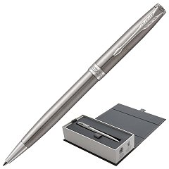 Ручка шариковая PARKER "Sonnet Core Stainless Steel CT", корпус серебристый, палладиевые детали, черная, 1931512 фото