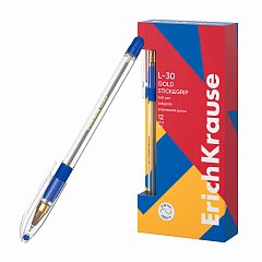 Ручка шариковая масляная с грипом ERICH KRAUSE "L-30" Gold Stick&Grip, СИНЯЯ, 0,7 мм, линия 0,26 мм, 61041 фото