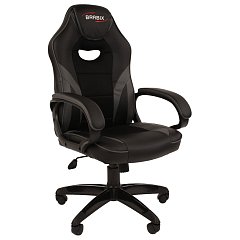 Кресло компьютерное BRABIX "Accent GM-161", TW/экокожа, черное/серое, 532576, 7083504 фото
