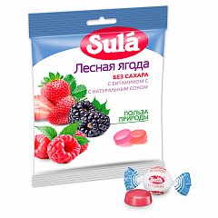 Карамель леденцовая SULA (Зула) "Лесные ягоды", без сахара с витамином С, 60 г, 86639 фото