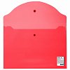 Папка-конверт с кнопкой STAFF, А4, до 100 листов, прозрачная, красная, 0,15 мм, 270469