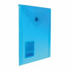Папка-конверт с кнопкой МАЛОГО ФОРМАТА (105х148 мм), А6, синяя, 0,18 мм, BRAUBERG, 227317 фото