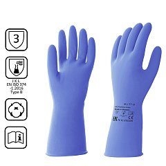 Перчатки латексные КЩС, прочные, хлопковое напыление, размер 7,5-8 M, средний, синие, HQ Profiline, 74734 фото