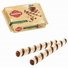 Вафли-трубочки ЯШКИНО "Ореховые", с шоколадно-ореховой начинкой, 190 г, КВ328 фото