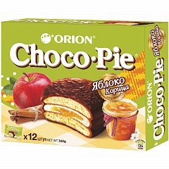 Печенье ORION "Choco Pie Apple-Cinnamon" яблоко корица 360 г (12 штук х 30 г), О0000012846 фото