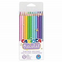 Карандаши цветные пастельные CARIOCA "Pastel", 12 цветов, шестигранные, заточенные, ПВХ чехол, 43034 фото
