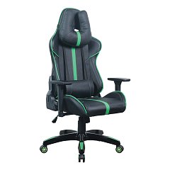 Кресло компьютерное BRABIX "GT Carbon GM-120", две подушки, экокожа, черное/зеленое, 531929 фото