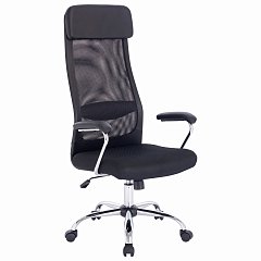 Кресло офисное BRABIX "Flight EX-540", хром, ткань TW, сетка, черное, 532515 фото