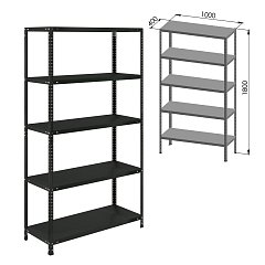 Стеллаж металлический BRABIX "ГРАФИТ MS KD-180/40-5", лофт, 1800х1000х400 мм, 5 полок, 291269, S240BR144593 фото