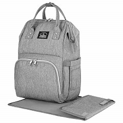 Рюкзак для мамы BRAUBERG MOMMY с ковриком, крепления на коляску, термокарманы, серый, 40x26x17 см, 270819 фото