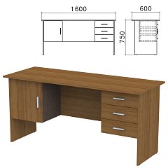 Стол письменный "Канц", 1600х600х750 мм, 2 тумбы, комбинированный, цвет орех пирамидальный, СК29.9 фото