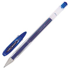Ручка гелевая UNI-BALL (Япония) "Signo", СИНЯЯ, корпус прозрачный, узел 0,7 мм, линия письма 0,4 мм, UM-120 BLUE фото