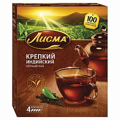 Чай ЛИСМА "Крепкий", черный, 100 пакетиков по 2 г, 201933, 201943 фото