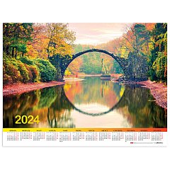 Календарь настенный листовой на 2024 г., формат А2 60х45 см, "Прогулка в парке", HATBER, Кл2_09958 фото