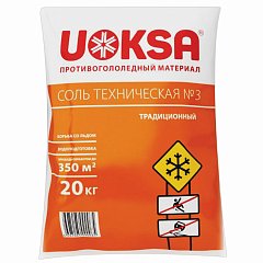 Реагент противогололёдный 20 кг UOKSA соль техническая №3, мешок фото