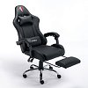Кресло компьютерное BRABIX "Dexter GM-135", подножка, две подушки, экокожа, черное, 532800