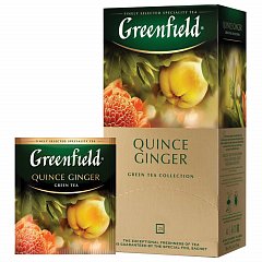 Чай GREENFIELD (Гринфилд) "Quince Ginger", зеленый, айва-имбирь, 25 пакетиков в конвертах по 2 г, 1388-10 фото
