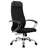 Кресло офисное МЕТТА "К-27" хром, ткань, сиденье и спинка мягкие, черное