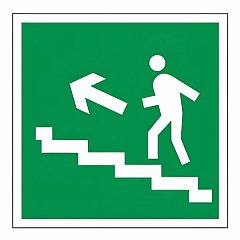Знак эвакуационный "Направление к эвакуационному выходу по лестнице НАЛЕВО вверх", квадрат, 200х200 мм, самоклейка, 610021/Е 16 фото