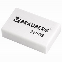 Ластик BRAUBERG, 26х17х7 мм, белый, прямоугольный, 221033 фото