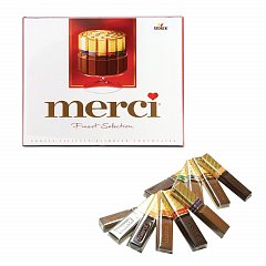 Конфеты шоколадные MERCI (Мерси), ассорти, 250 г, картонная коробка, 015409-35 фото