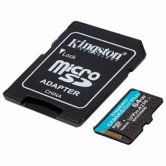 Карта памяти microSDXC 64GB KINGSTON Canvas Go Plus UHS-I U3, 170 Мб/с (class 10), SDCG3/64GB фото