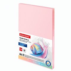 Бумага цветная BRAUBERG, А4, 80 г/м2, 100 л., пастель, розовая, для офисной техники, 112447 фото