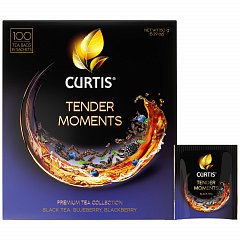 Чай CURTIS "Tender Moments" ежевика и мята, мелкий лист, 100 сашетов, картонная короб, 102121 фото