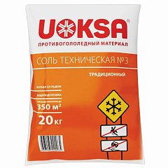 Материал противогололёдный 20 кг UOKSA соль техническая №3, мешок фото