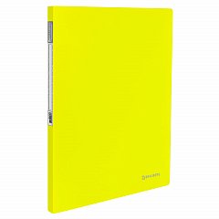 Папка с металлическим скоросшивателем и внутренним карманом BRAUBERG "Neon", 16 мм, желтая, до 100 листов, 0,7 мм, 227465 фото